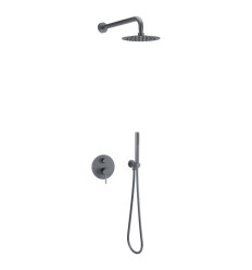 PI zestaw prysznicowo-wannowy podtynkowy 2 funkcyjny z deszczownicą 25 cm, grafit szczotkowany Excellent (AREX.SET.1245AB)