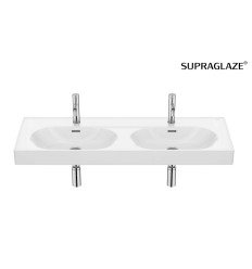 Umywalka ścienna/meblowa podwójna 120x46 Supraglaze Fineceramic® Meridian Roca (A327747S00)