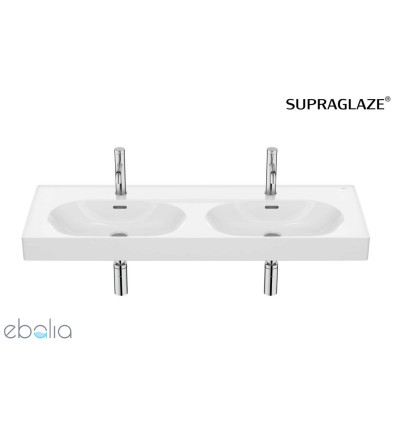 Umywalka ścienna/meblowa podwójna 120x46 Supraglaze Fineceramic® Meridian Roca (A327747S00)