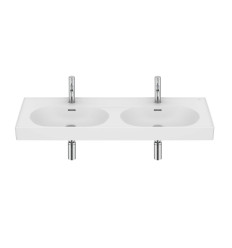 Umywalka ścienna/meblowa podwójna 120x46 cm Fineceramic® biały mat Meridian Roca (A327747620)