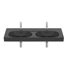 Umywalka ścienna/meblowa podwójna 120x46 Fineceramic® czarny mat Meridian Roca (A327747080)