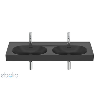Umywalka ścienna/meblowa podwójna 120x46 Fineceramic® czarny mat Meridian Roca (A327747080)