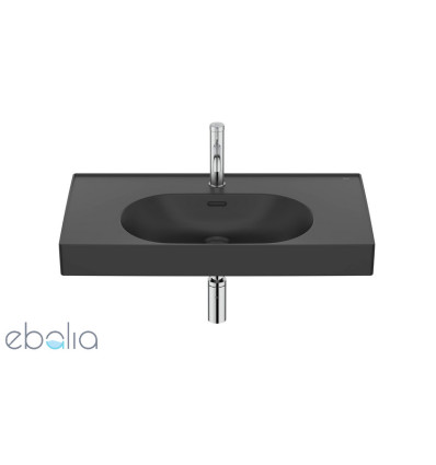 Umywalka ścienna/meblowa 80x46 Fineceramic® czarny mat Meridian Roca (A327745080)