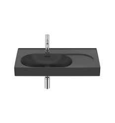 Umywalka ścienna/meblowa lewa 80x46 Fineceramic® czarny mat Meridian Roca (A327743080)
