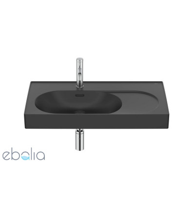 Umywalka ścienna/meblowa lewa 80x46 Fineceramic® czarny mat Meridian Roca (A327743080)