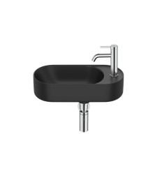 Mała umywalka ścienna 50x27,5 Compacto Fineceramic® czarny mat Meridian Roca (A327740080)
