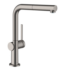 Bateria kuchenna z wyciąganą wylewką 270 Czarny Chrom Szczotkowany Talis M54 Hansgrohe (72808340)